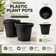 Heavy Duty Reusable Black Nursery Pots with Drainage Holes for Indoor & Outdoor Plants