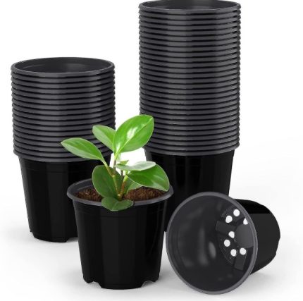 Black 8 inch Pots pack of 4